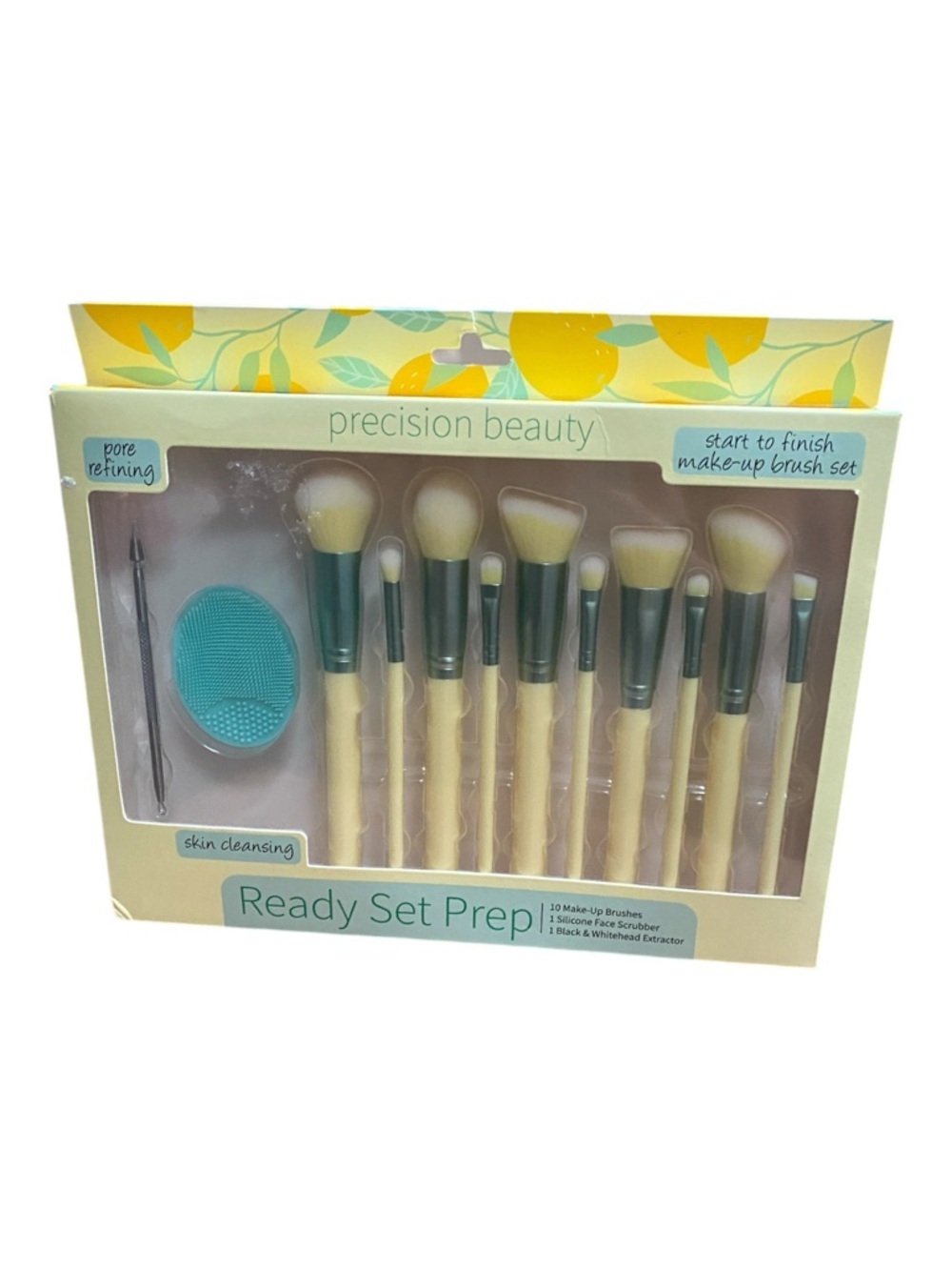Precision Beauty Ready Set Prep 10-Piece Makeup Brush Set - Yellow & Green
